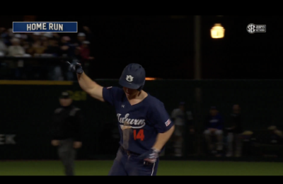 Auburn's Cade Belyeu circles the bases.